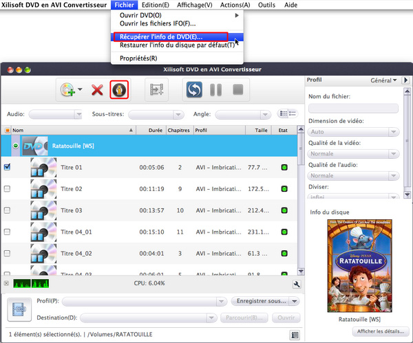 Xilisoft DVD en AVI Convertisseur pour Mac